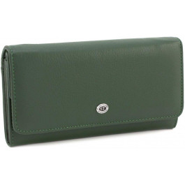 ST Leather Темно-зеленый женский кошелек из натуральной кожи с отделом под монеты  (15347) (ST020 green)