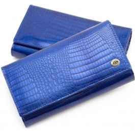 ST Leather Лаковый кошелек среднего размера на кнопке  (16291) (S9001A Blue)