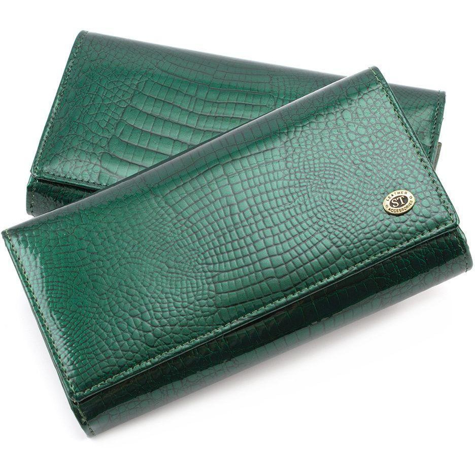 ST Leather Лаковый кошелек с монетницей на защелке  (16275) (S8001A Green) - зображення 1
