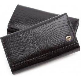 ST Leather Черный лаковый кошелек с монетницей и блоком для карт  (16289) (S9001A Black)