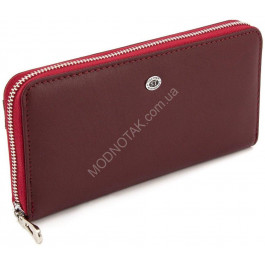 ST Leather Бордовый кожаный кошелек под много карточек  (16657) (ST201 Date Red New)