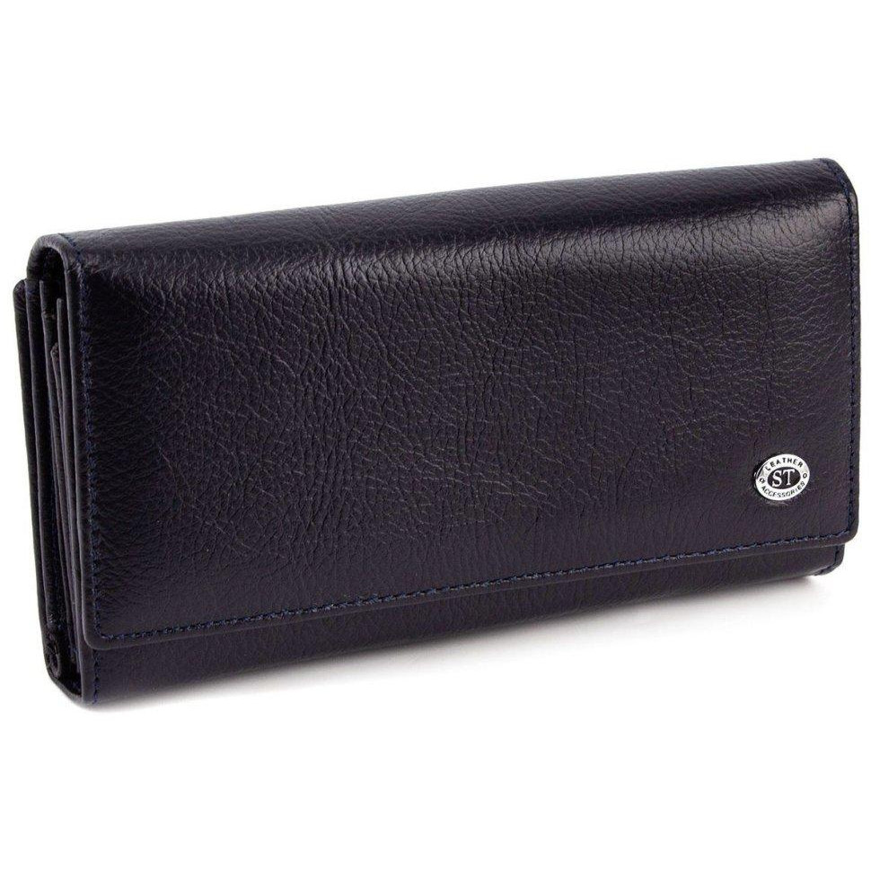 ST Leather Женский кожаный кошелек с фиксацией на кнопку  (16665) (ST246 Dark Blue New) - зображення 1