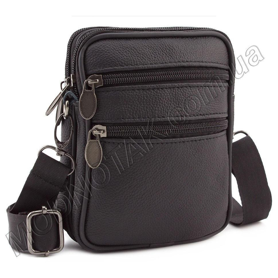 Leather Collection Небольшая кожаная сумочка на пояс и через плечо  (10043) (9950 black) - зображення 1