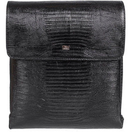 Desisan Черная наплечная сумка из натуральной кожи с тиснением  (3026-143)