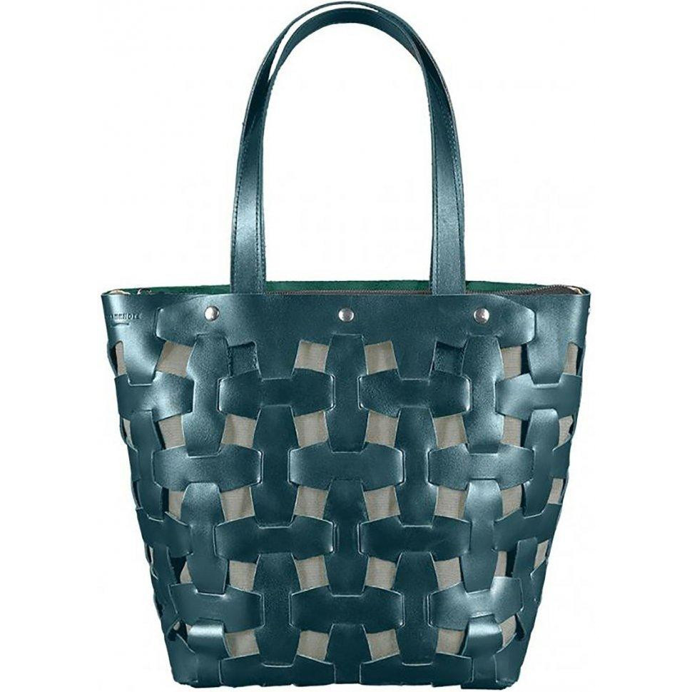 BlankNote Женская кожаная сумка-шоппер  Пазл L BN-BAG-33-malachite Малахит - зображення 1