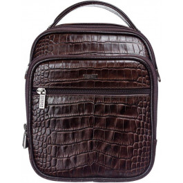 Desisan Чоловіча сумка-барсетка компактного розміру з темно-коричневої шкіри під крокодила  (3022-19)