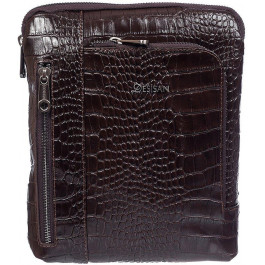 Desisan Коричнева чоловіча сумка-планшет невеликого розміру з натуральної шкіри з тисненням  (19188)