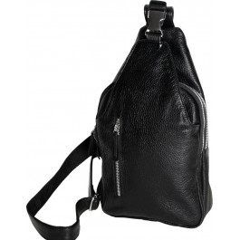 VIP Collection Шкіряна чоловіча вертикальна сумка-слінг у чорному кольорі  (21094)