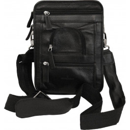 VIP Collection Чоловіча сумка з натуральної шкіри чорного кольору з ремінцем на плече  (21101)