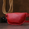 SHVIGEL Жіноча шкіряна сумка червоного кольору на пояс  (16372) - зображення 7