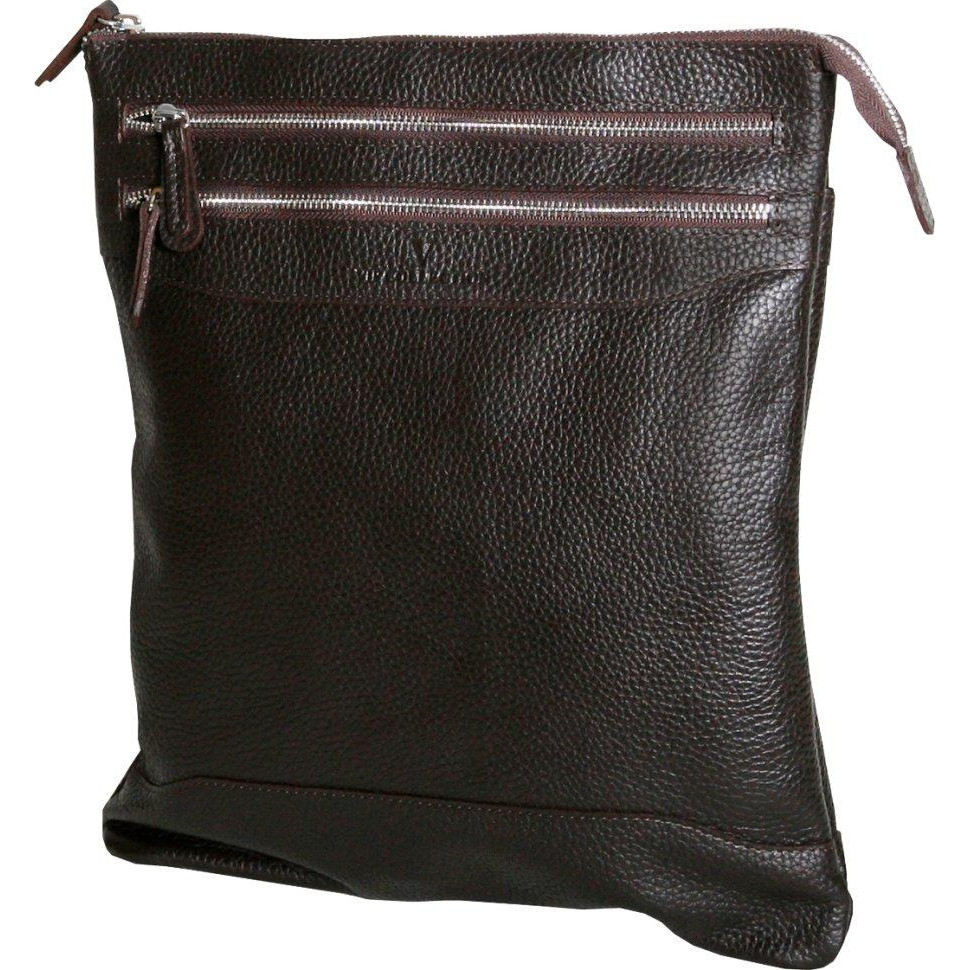 VIP Collection Вертикальна чоловіча сумка з коричневої шкіри з плечовим ременем  (21092) - зображення 1