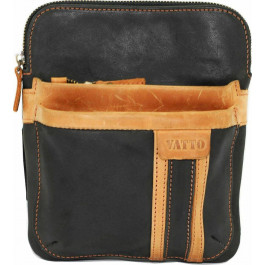 Vatto Винтажная мужская сумка планшет черная с рыжим  (12103)