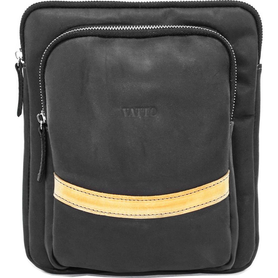 Vatto Стильная мужская сумка через плечо среднего размера черная с рыжим  (11884) - зображення 1