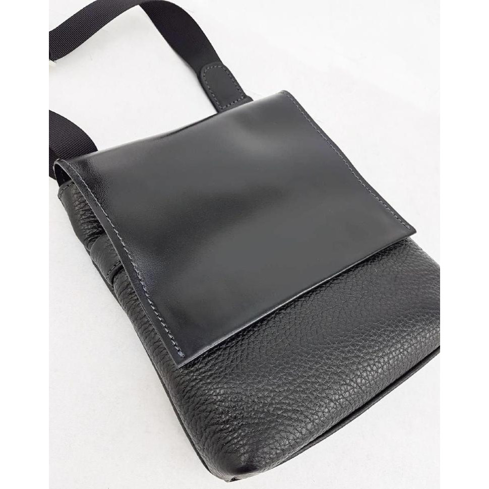 Vatto Наплечная сумка планшет черного цвета из двух видов кожи  (11756) - зображення 1