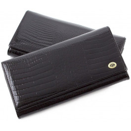 ST Leather Жіночий гаманець чорного кольору в лаку на магнітах  (16340)