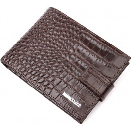   Karya Класичний коричневий чоловічий гаманець із натуральної шкіри з тисненням під крокодила  (2421199)