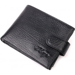   Karya Класичний чоловічий гаманець із натуральної шкіри чорного кольору з хлястиком на кнопці  (2421077)