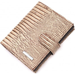   Karya Компактний гаманець бежевий з натуральної шкіри під змію на кнопці  (2421041)
