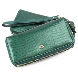 ST Leather Зелений гаманець великого розміру на дві блискавки  (16315)