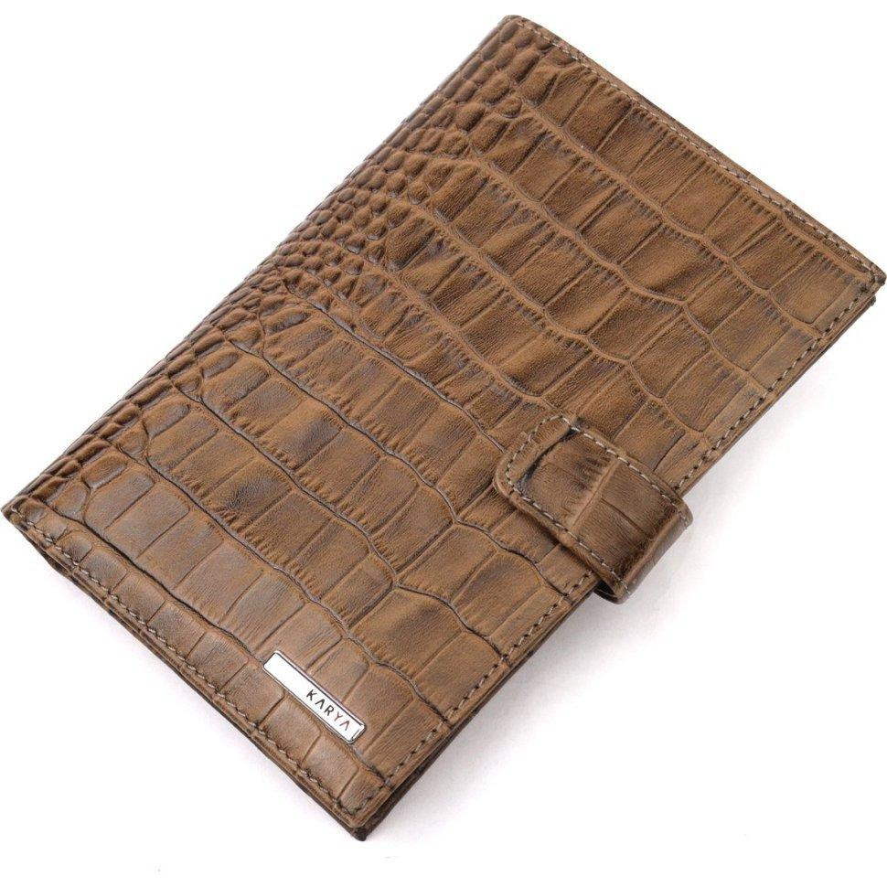 Karya Середнє світло-коричневе чоловіче портмоне з натуральної шкіри з тисненням під крокодила  (2421196) - зображення 1