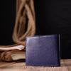 Karya Синій чоловічий гаманець із зернистої шкіри на кнопці  (2421053) - зображення 7