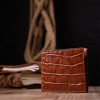 Karya Чоловічий коричневий портмоне з натуральної шкіри під рептилію  (2421051) - зображення 6