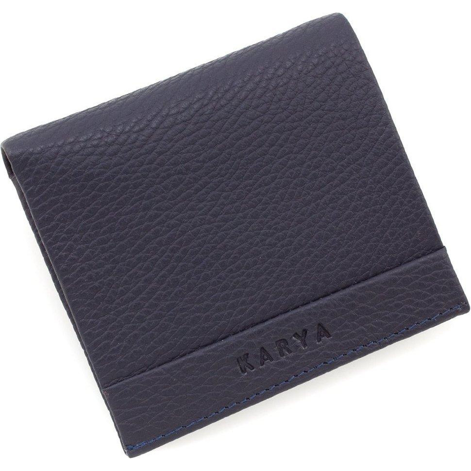 Karya Шкіряний компактний гаманець з зажимом синього кольору  (21769) - зображення 1