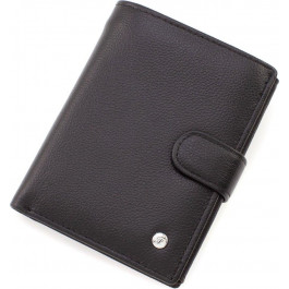 Leather Collection Чоловічий вертикальний гаманець середнього розміру із чорної шкіри  (21534)
