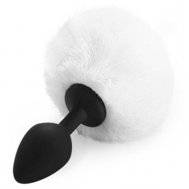 Art of Sex Silicone Butt Plug Rabbit Tail M, чорна (7770000319596)