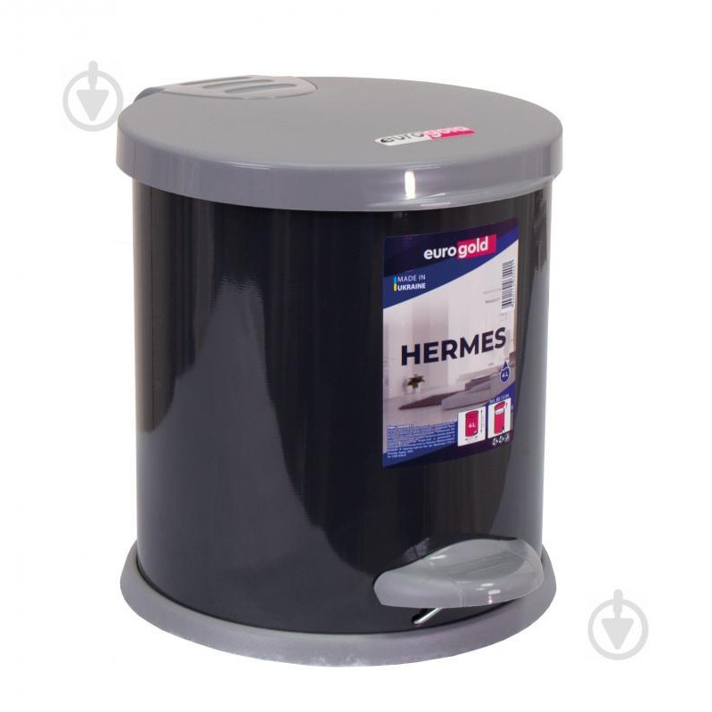 EuroGold Відро з педаллю  HERMES 4 л антрацит 801304 (7640114037450) - зображення 1