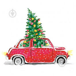 La Fleur Серветки столові  Новорічний автомобіль 33х33 см білий 16 шт. (4820212005763)