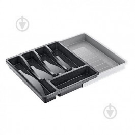 Boxup Лоток для столовых приборов Раздвижной Черно-серый 33 х 29.5/52 см (8681944170442)