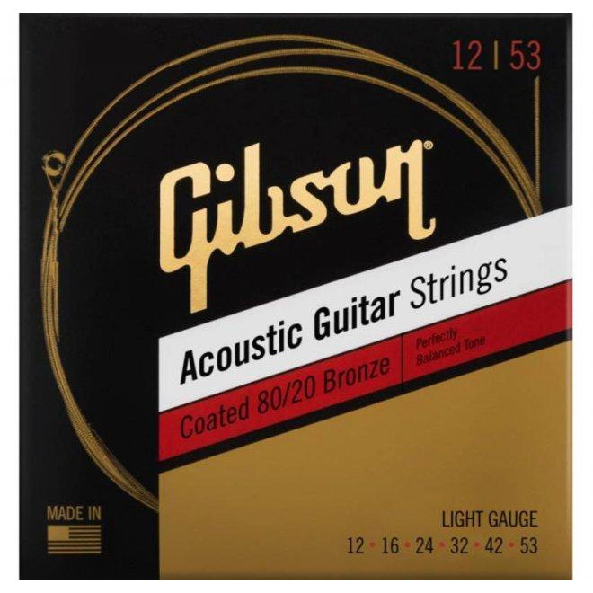 Gibson SAG-CBRW12 COATED 80/20 BRONZE ACOUSTIC GUITAR STRINGS LIGHT - зображення 1