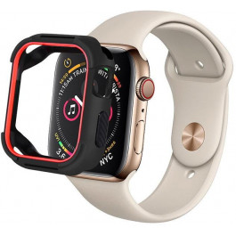 COTEetCI Силиконовый чехол для Apple Watch 40mm (Серия 4/5/6/SE)  PU+TPU Case Black/Red (7051-BR)