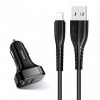 USAMS USB Car Charger 2xUSB U35 C13 2.1A Lightning Black (NTU35LC13TZ) - зображення 1