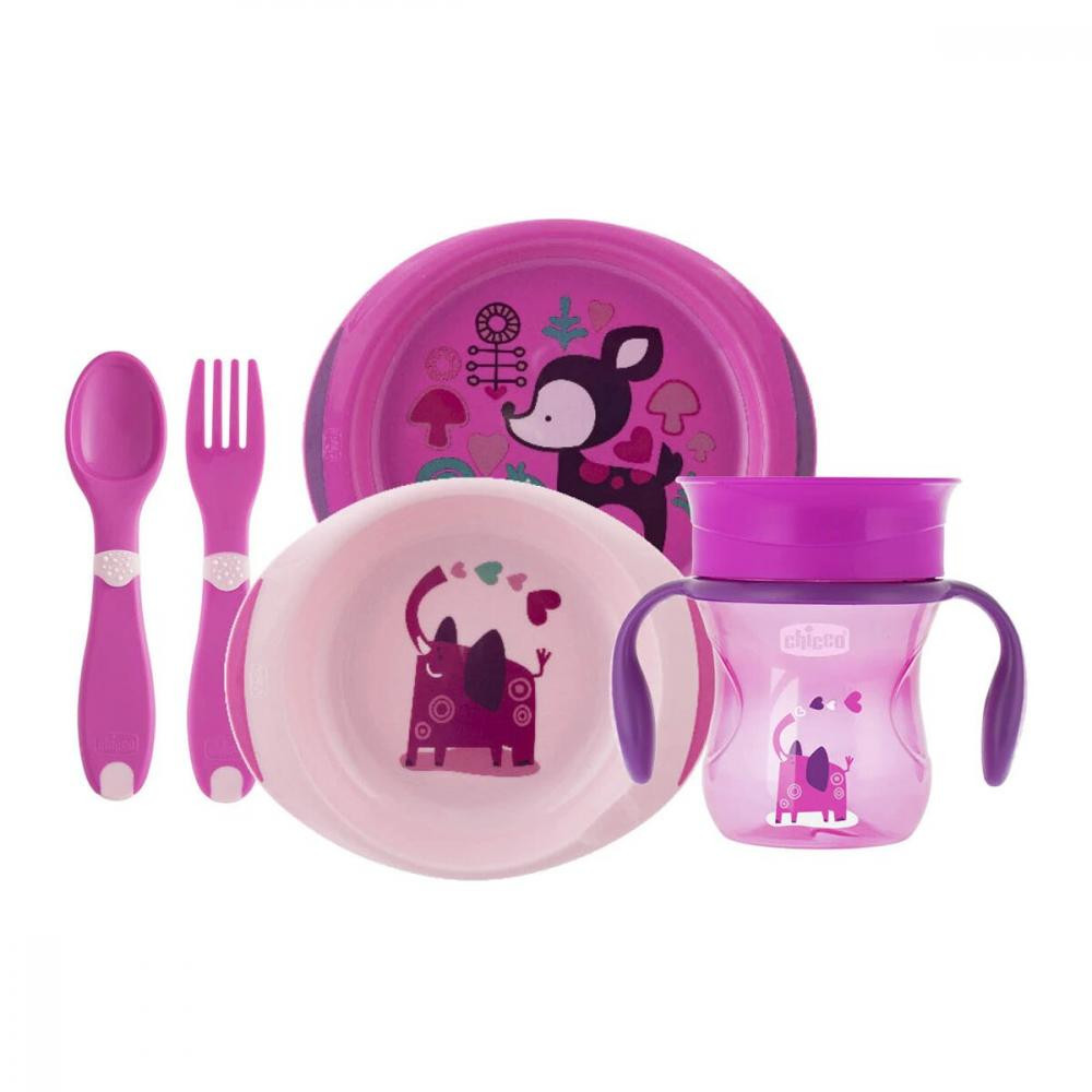 Chicco Набор посуды Meal Set 12м+ Розовый (16201.10) - зображення 1