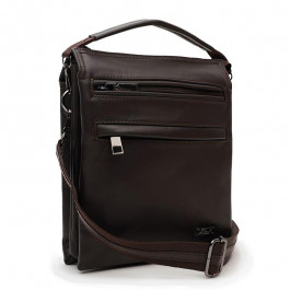 Ricco Grande Коричневая мужская сумка-барсетка из гладкой кожи с ручкой и плечевым ремнем  (21388)