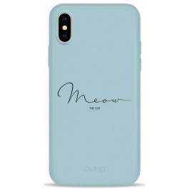 Pump Silicone Minimalistic Case for iPhone XR Meow Light Blue (PMSLMNXR-1/248)