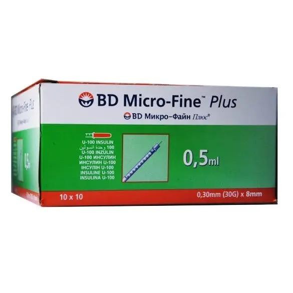 BD Micro-Fine Plus 30G (0,3x8 мм) 100 шт - зображення 1