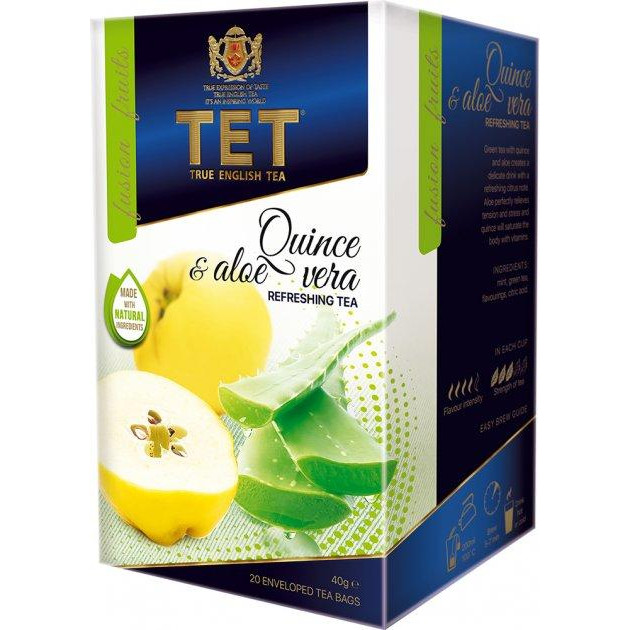 ТЕТ Чай зеленый Айва и Алоэ Вера 20 пакетиков по 2 г (5060207698375) - зображення 1