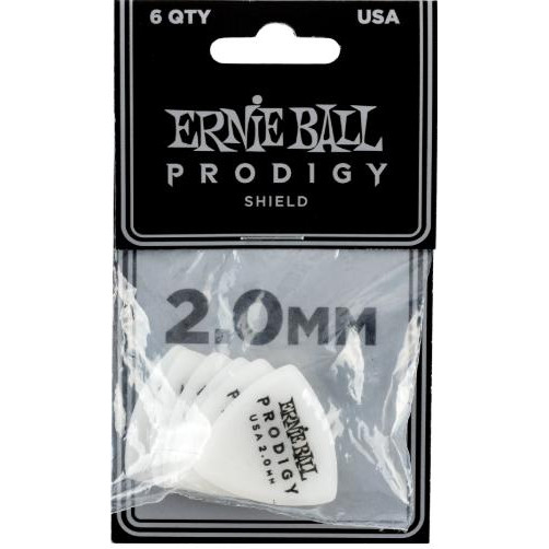 Ernie Ball 9337 White Large Shield Prodigy Picks 6-Pack 2.0 mm - зображення 1