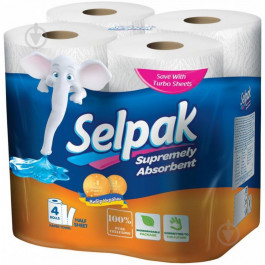 Selpak Бумажные полотенца Absorbent 3 слоя 90 отрывов 4 рулона (8690530015012)