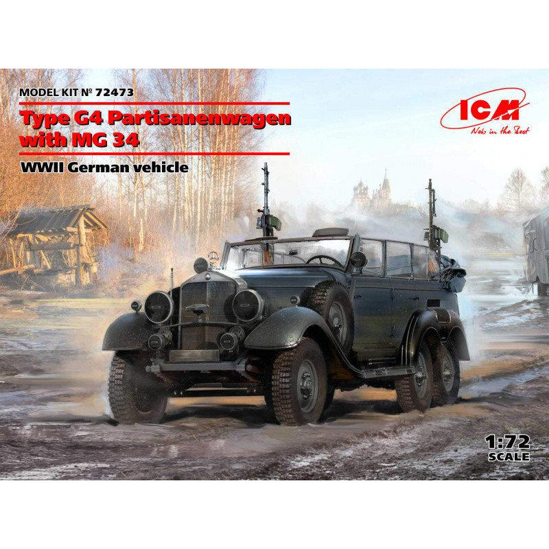 ICM Модель  Німецький штабний автомобіль Type G4 Partisanenwagen з MG 34 (ICM72473) - зображення 1