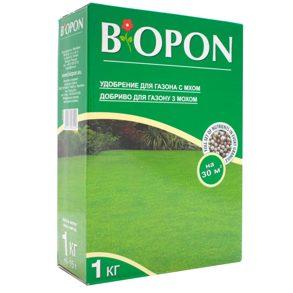 Biopon Добриво гранульоване для газонів з мохом 1 кг, - зображення 1