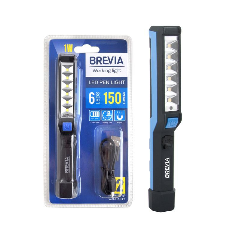 Brevia LED Pen Light 6SMD 1W LED, 150lm, 900mAh, microUSB (11210) - зображення 1