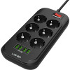 LDNIO SE6403 Black, 6 розеток, 4xUSB, 2м - зображення 2