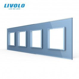 Livolo Рамка розетки 4 места голубой стекло (C7-SR/SR/SR/SR-19)