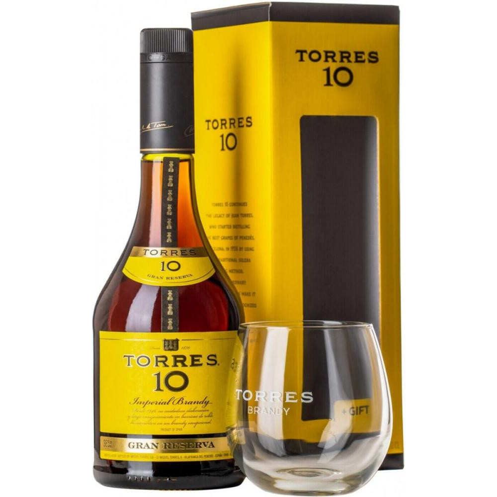 Torres Бренді  10 Reserva Imperial, gift box with glass, 0.7 л (8410113037640) - зображення 1