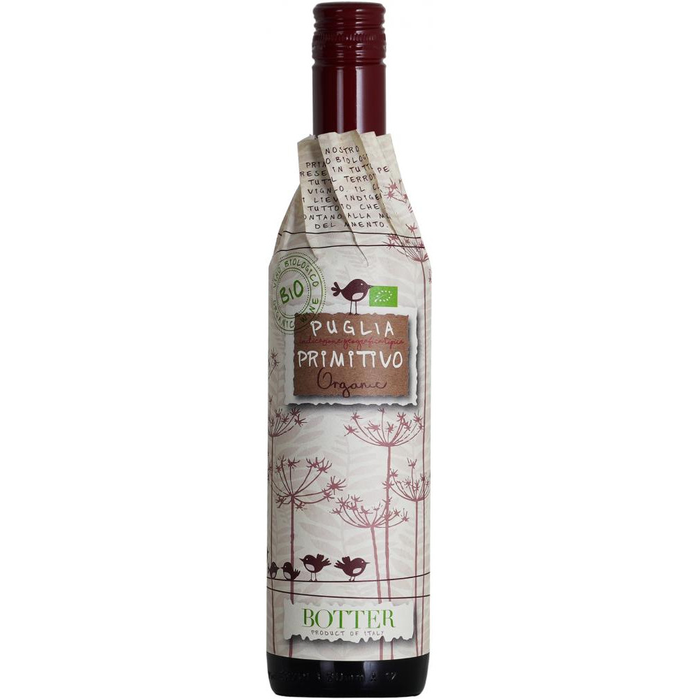 Botter Вино  Wrap Uccellini Primitivo Puglia IGT Ogranic червоне сухе 0.75 (VTS2991500) - зображення 1