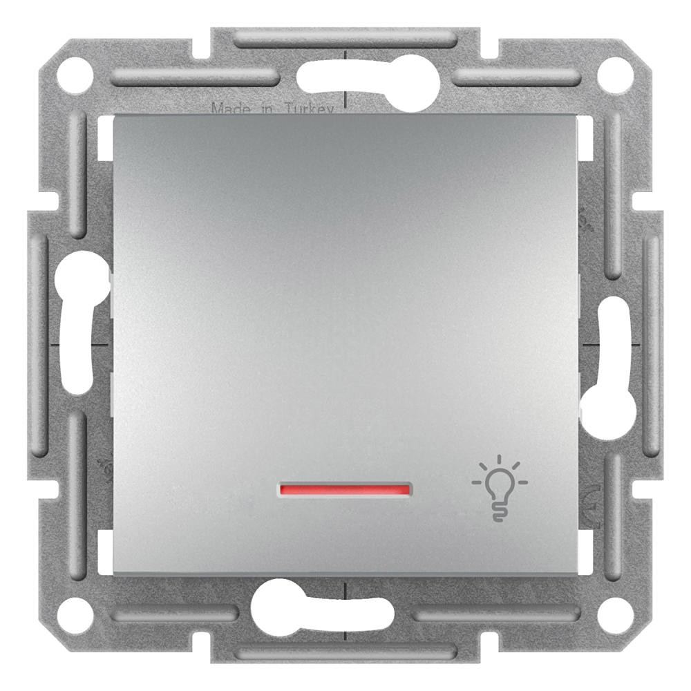 Schneider Electric Кнопка свет с подсветкой алюминий EPH1800161 Asfora - зображення 1